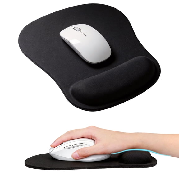 Mouse Pad with Wrist Support, Ergonomic Computer Mouse Pad Relief Carpal Tunnel Pain, Non-Slip Mouse Pad for Desk, Laptop, Office & Home, Black