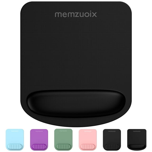 Mouse Pad with Wrist Support,Ergonomic Design Relief Carpal Tunnel Pain,Memory Foam Mouse Pad for Computer Desk with Non-Slip PU Base,Black