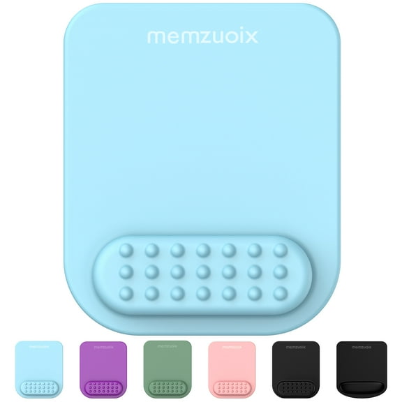 Mouse Pad with Wrist Support,Ergonomic Design Relief Carpal Tunnel Pain,Memory Foam Mouse Pad for Computer Desk with Non-Slip PU Base,Blue