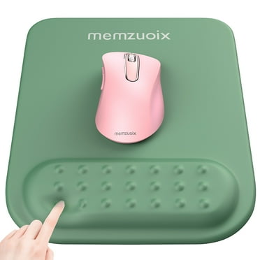Mouse Pad with Wrist Support,Ergonomic Design Relief Carpal Tunnel Pain,Memory Foam Mouse Pad for Computer Desk with Non-Slip PU Base,Green