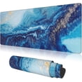 thumbnail image 1 of Mouse Pads Navy Blue Gold Modern Abstract Marble Large Mouse Pad, Gaming Mousepad, Keyboard and Mouse Pad with Stitched Edges,PC Desk Mat for Game,Work,Office(31.5"*11.8"), 1 of 6
