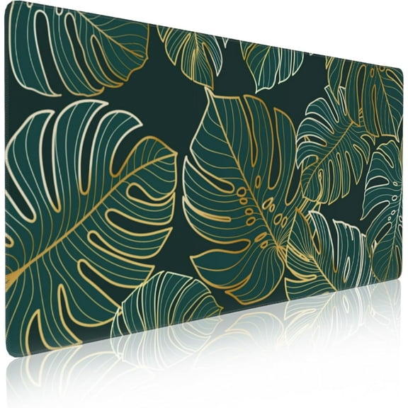 Mouse Pads,Tropical Palm Large Mouse Pad for Desk Green Leaves Non-Slip Rubber Base Mouse Pad with Stitched Edges,Keyboard Pad Mouse Mat for Computer,Work,Gaming,Desk Decor 31.5x15.7 in