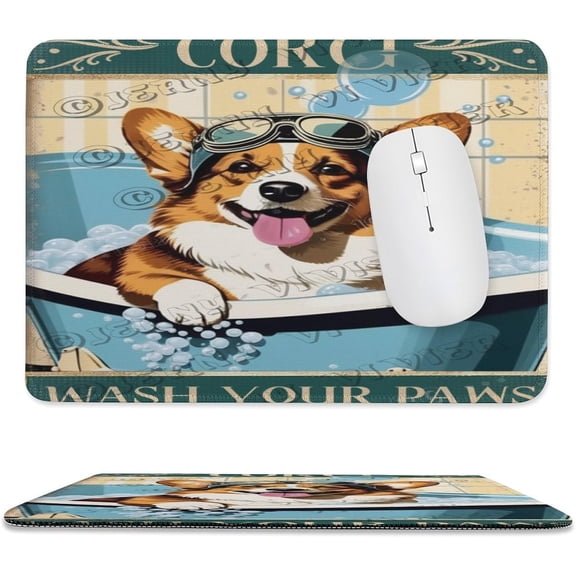 Mouse Pads for Wireless Mouse, Mouse Pad Gaming, Computer Mouse Pad, Mouse Pad for Laptop, Gamer Mouse Pad, Pad Mouse, Mouse Pad for Gaming, Corgi Wash Your Paws 8"x10"