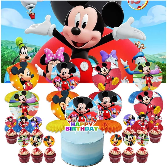 Mouse Party Decorations Banner Decor Supplies Honeycomb Centerpieces Table Toppers Cake Toppers for Birthday Photo Props