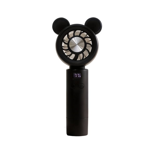 Mouse Personal Mini Fan with Digital Display, Handheld & Portable USB Rechargeable Fans, for Indoor Home Or Outdoor Activities, Black