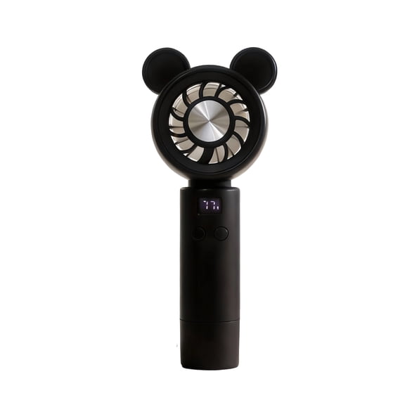 Mouse Personal Mini Fan with Digital Display, Handheld & Portable USB Rechargeable Fans, for Indoor Home Or Outdoor Activities, Black