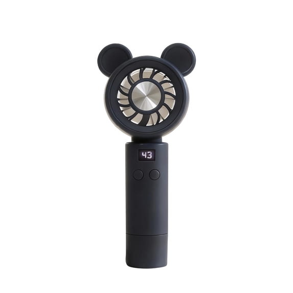 Mouse Personal Mini Fan with Digital Display, Handheld & Portable USB Rechargeable Fans, for Indoor Home Or Outdoor Activities, Gray