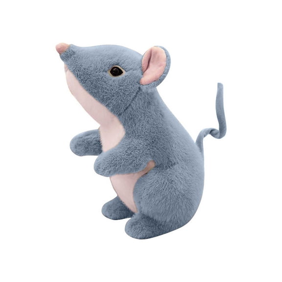 Mouse Plush Toy, Cute Rat Stuffed Animal, Soft Gray Rodent Doll for Hugging and Nursery Decor Gray
