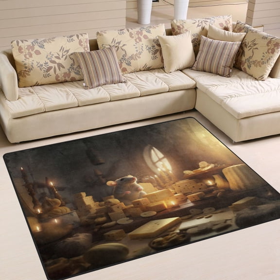 Mouse Rat Windows Area Rug Washable 80 x 58 Floor Carpet Mat Non Slip for Bedroom Living Room Home Decor