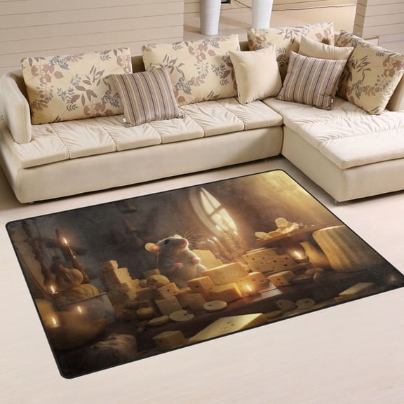Mouse Rat Windows Area Rug Washable Floor Carpet Mat 60 x 39 inch for Bedroom Living Room Kids Room Home Decor