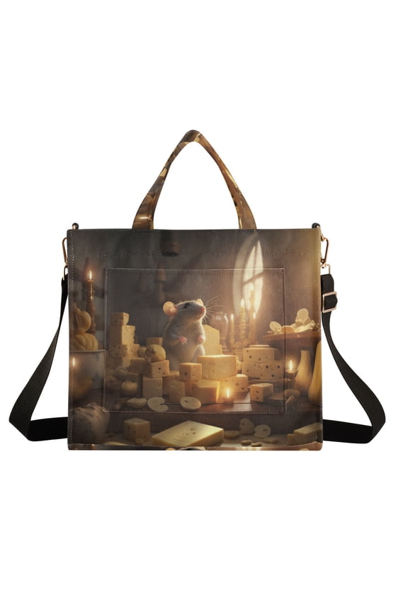 Mouse Rat Windows Corduroy Tote Bag Handbag Large Messenger Bag Shoulder Crossbody Zipper Bag Purse
