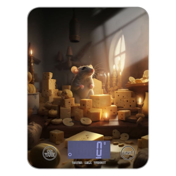 Mouse Rat Windows Food Scale Digital Kitchen Scale Waterproof Tempered Glass Tare Function 11 lb for Baking Cooking Meal Prep