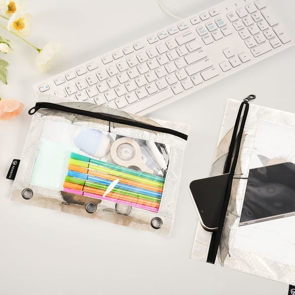 Mouse Rats Umbrella Rain 2 Pack Pencil Pouches Zipper Pencil Case 3 Ring Pencil Pouch Cosmetic Bag