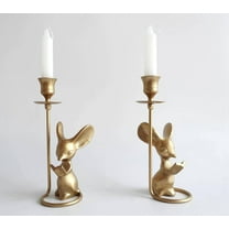 Mouse Reading Taper Candle Holders Creative Animal Candlestick Holders Centerpiece Table Decorative Candlelight Dinner Metal Candle Stand Home Decor