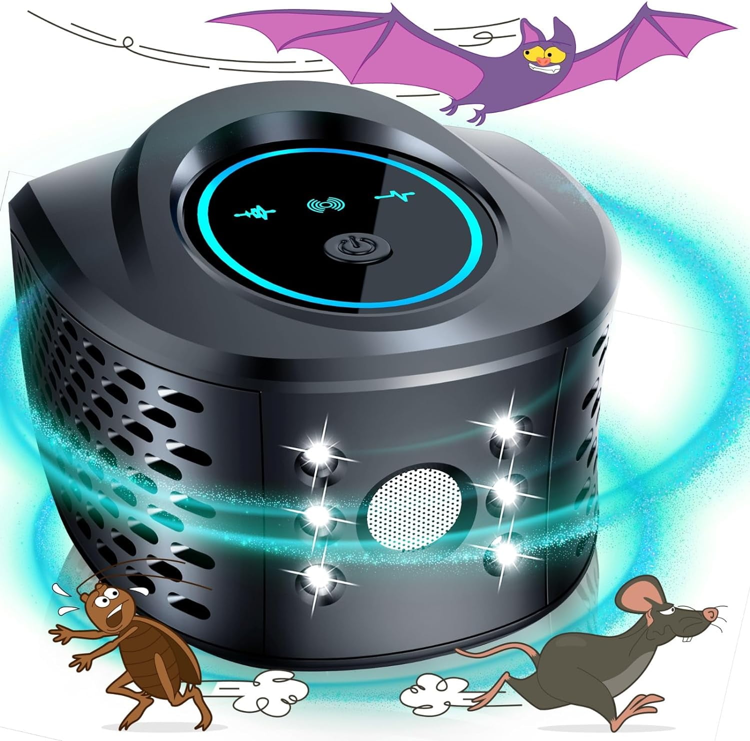 Mouse Repelent Ultrasonic Plug in, Mice Repelent Indoor Ultrasonic Pest Repeler 2026 Upgraded, 360° Ultrasonic Rodent Repelent with 4 Modes & LED Strobe Light for House Kitchen Garage Warehouse