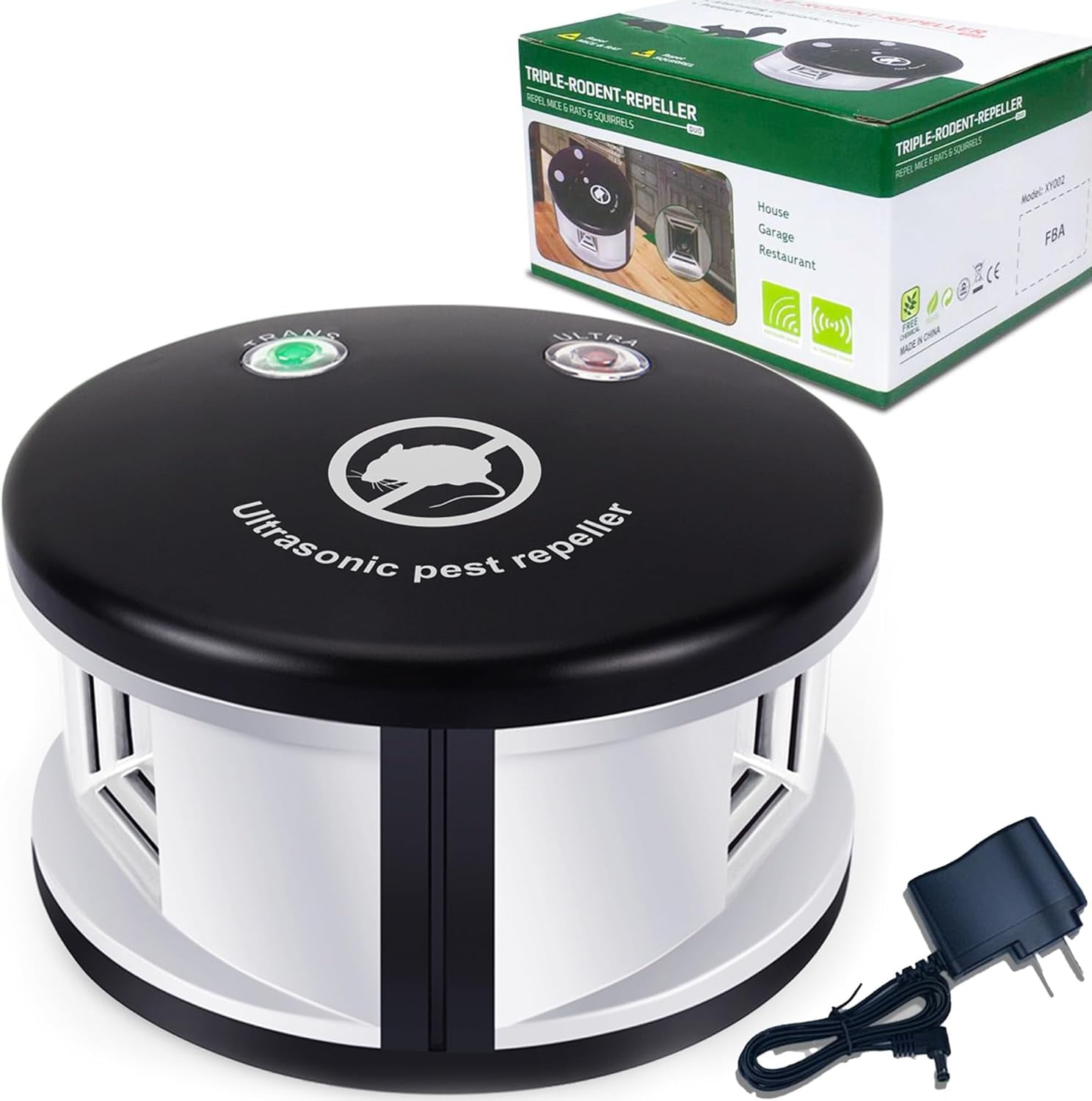Mouse Repelent Ultrasonic Rodent Repeler Plug in Indoor, 360° Ultrasonic Rodent Repelent,3 Mode Switch with Pressure Wave, Squirrel Repelent Mice Deterrent for House Garage Warehouse RV