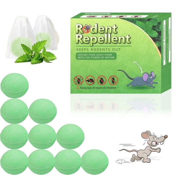 Mouse Repellent Get Rid of Mice Permanently 10 Packs Of Rat Balls, Natural Ingredients, Safe For Indoor Use, Repel Rats Instead Of Killing Them, Variety Of Strong Mint Scents To Work.