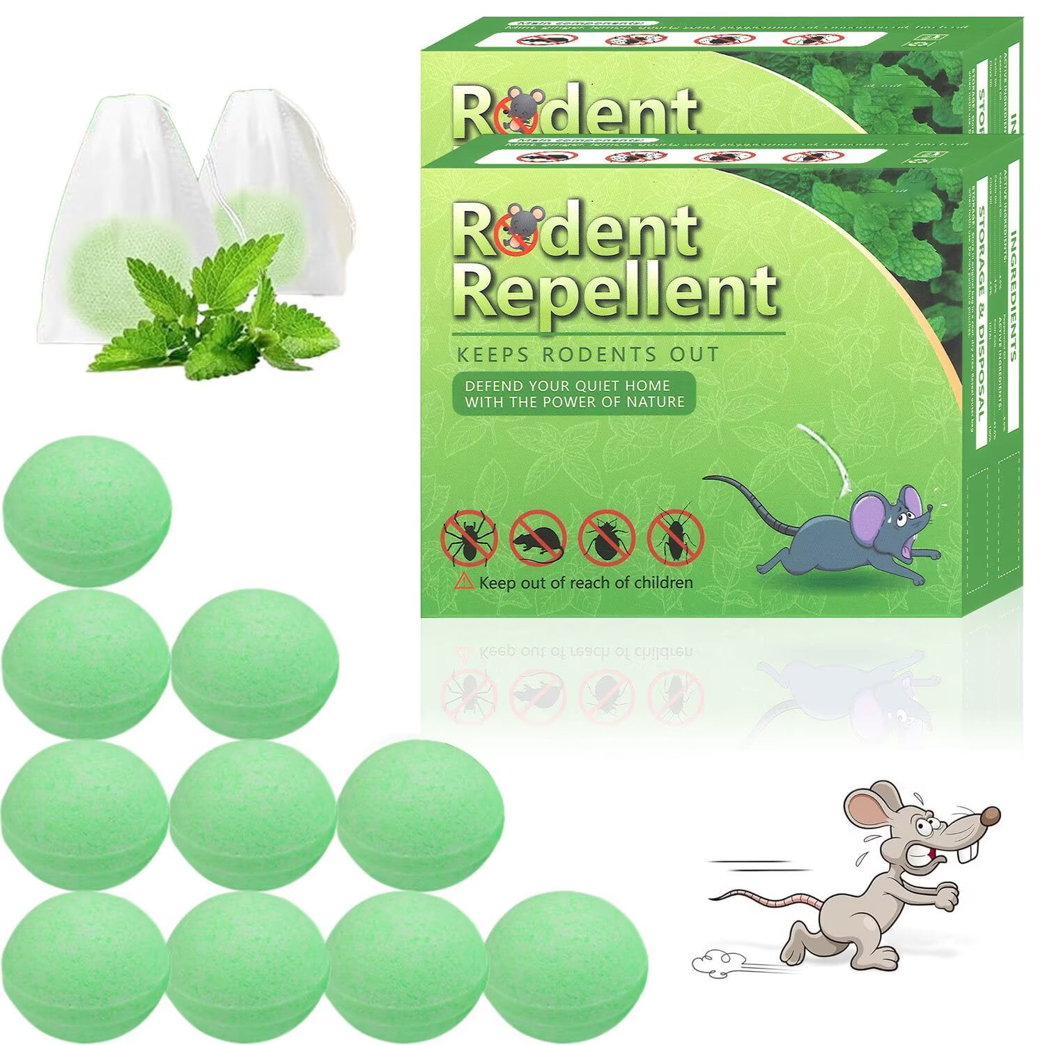 Mouse Repellent Get Rid of Mice Permanently 20 Packs Of Rat Balls, Natural Ingredients, Safe For Indoor Use, Repel Rats Instead Of Killing Them, Variety Of Strong Mint Scents To Work.