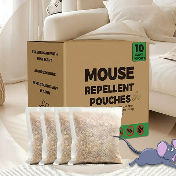 Mouse Repellent Pouches, 10 Pack Natural Mint Scent Rodent Deterrent Pouches, Safe Plant‑Based Pest Control for Indoor Garage Basement RV Storage