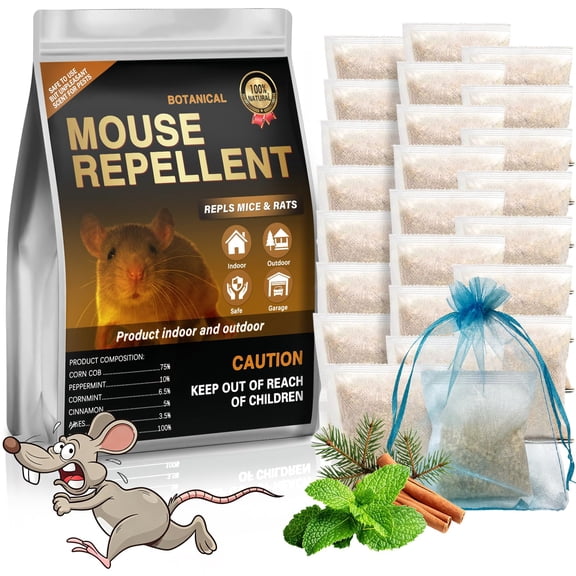 Mouse Repellent Pouches,24 Pack Rodent Repellent,Nature Peppermint Oil - Keep Mice Out of Car, Garage & House, Safe for Humans and Pets
