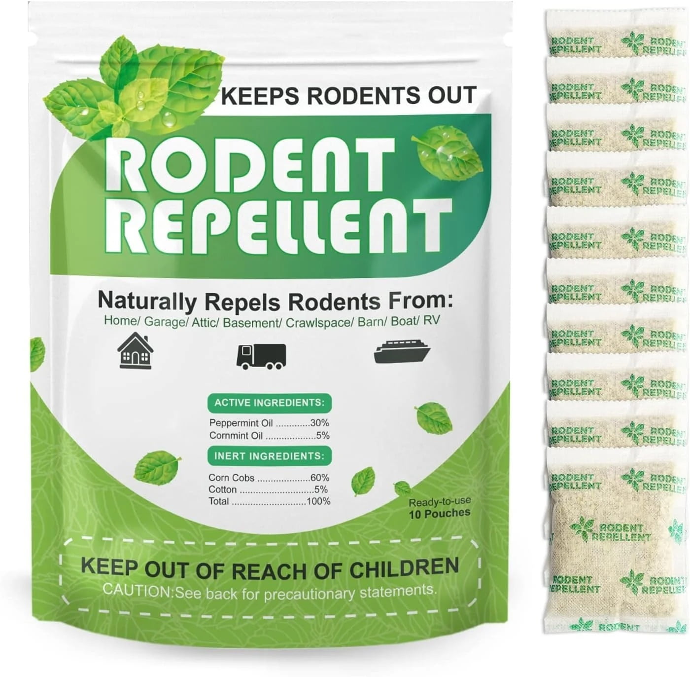 Mouse Repellent Pouches, Peppermint Oil to Repel Mice and Rats, Rodent