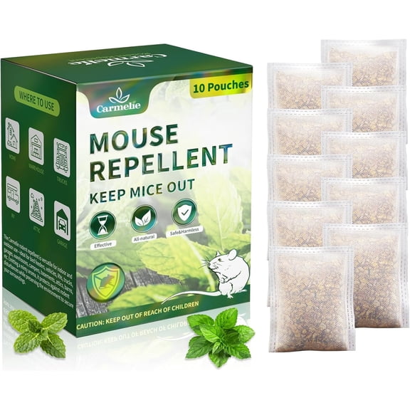 Mouse Repelling Pouches, Mice Repelling Indoor, Mouse Repelling for House with Peppermint Oil to Repel Mice, Rodents, Squirrels, All Natural Rodent Pouches for Indoor Outdoor, 10 Pouches