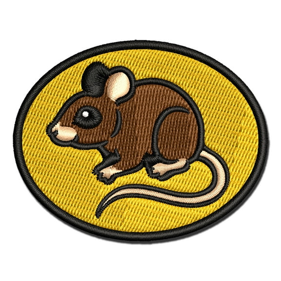 Mouse Rodent Applique Multi-Color Embroidered Hook & Loop Patch - 3 Inch Medium