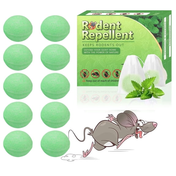 Mouse Rodent Repellent, 10 Pack Peppermint Oil Mouse Repellent Balls for Rats Mice Deterrent, Natural Mouse Traps for Indoor Outdoor Use, Keep Rodents Away from Garden and Home, Family & Pet Safe 03