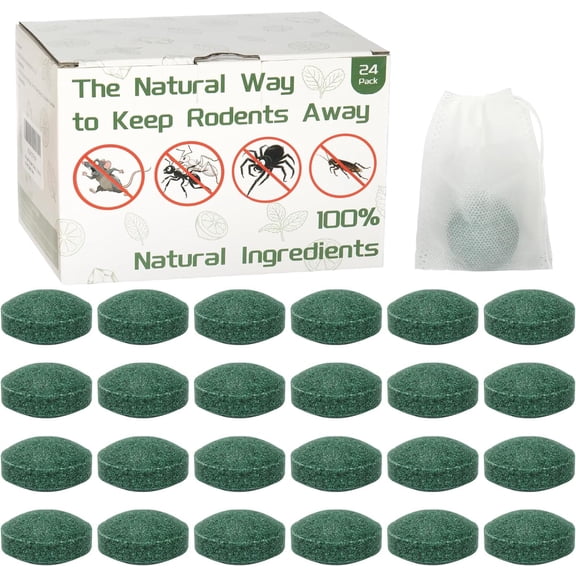 Mouse Rodent Repellent, 24pcs Peppermint Lemon Oil Mice Repellent for Squirrel Rats Spider Pests, Natural Mouse Traps for Indoor Outdoor Use, Keep Rodents Away from Garden and Home, Family & Pet Safe