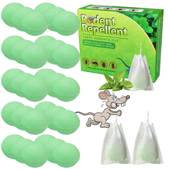 Mouse Rodent Repellent, 30 Pack Peppermint Oil Mouse Repellent Balls for Rats Mice Deterrent, Natural Mouse Traps for Indoor Outdoor Use, Keep Rodents Away from Garden and Home, Family & Pet Safe