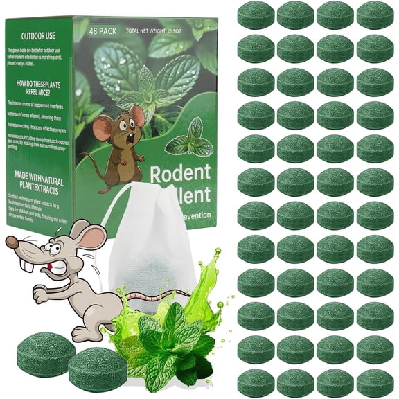 Mouse Rodent Repellent, 48 Packs Peppermint Lemon Mice Repellent