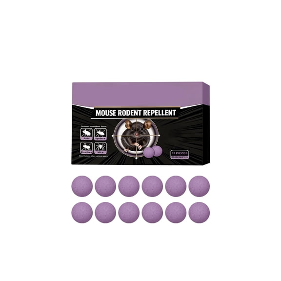 Mouse Rodent Repellent Balls 12 Individually Wrapped Packs Suitable for Multiple Indoor and Outdoor Areas Long Lasting Formula for Convenient Use in Homes Garages and Storage Spaces