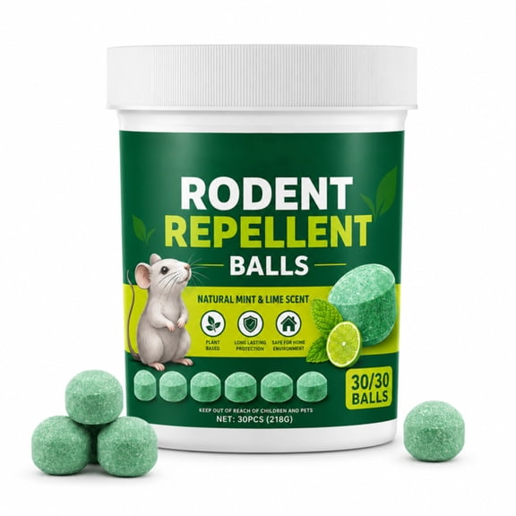 Mouse Rodent Repellent, Peppermint Oil Mice Repellent Balls - 30 Pack Natural Rodent Deterrent for Indoor/Outdoor Use, Family & Pet Safe, Long-Lasting Insect Repellent for Home, Garden, Garage