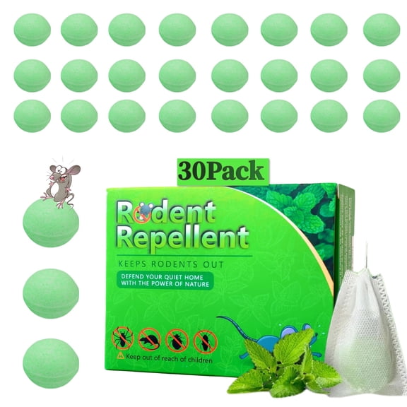 Mouse RodentRepellent, 30 Pack Peppermint Oil Moth Balls forRodents Indoor Outdoor Use, Safety for Humans & Pets, Squirrel Repeller, Spiders, Defense for Car Engines House