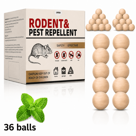 Mouse RodentRepellent, 36 Pack Peppermint Oil RepellentBalls for Mouse Squirrel Rats Spider Roach Ant Pest Control Indoor & Outdoor, Family & Pet-Safe, Natural Mice Deterrent Replace Trap Poisoning