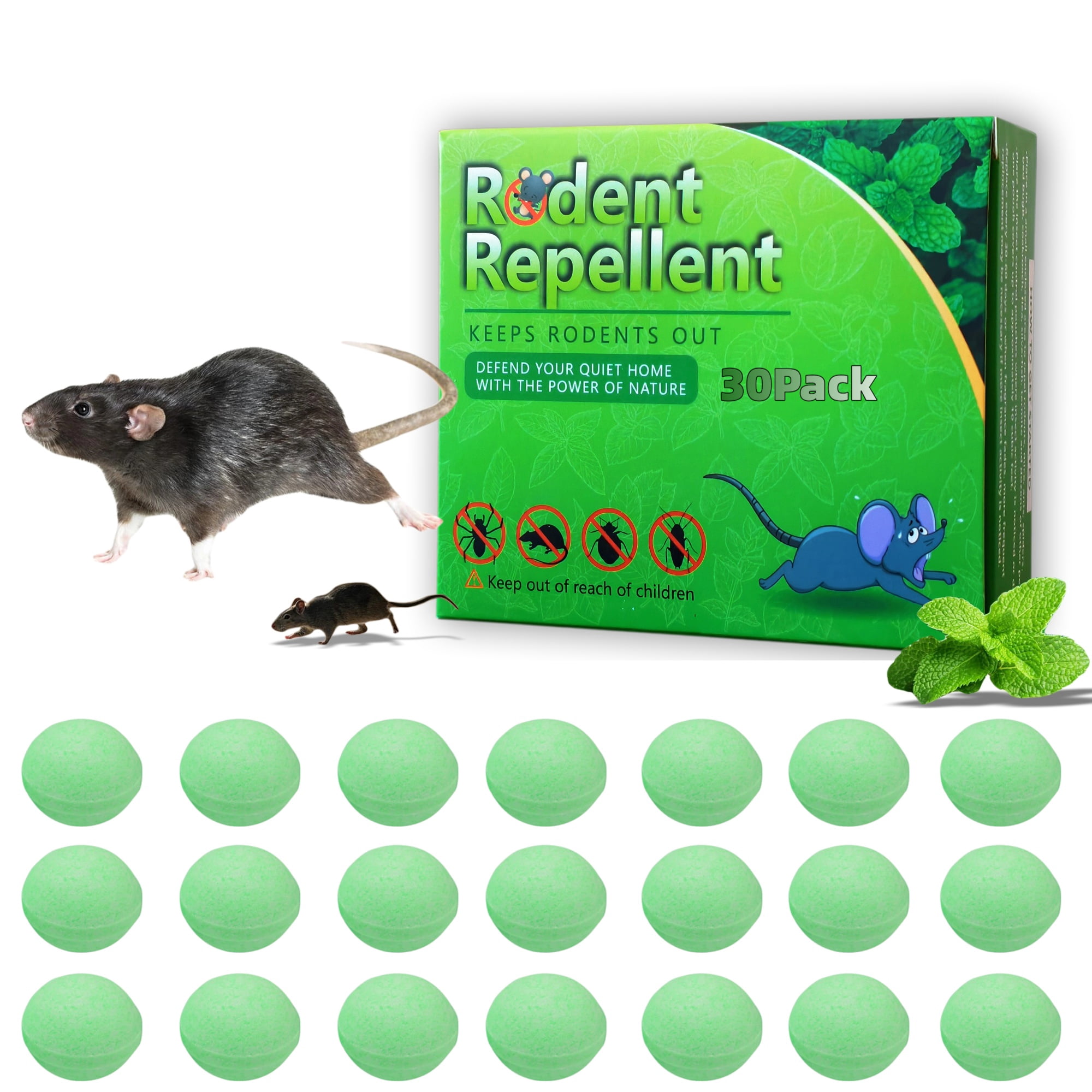 Mouse RodentRepellent & Pest Defense - Natural Peppermint Oil Rat & MiceRepellent, Natural Moth Balls for RodentRepellent Indoor/Outdoor Use - Safe for Kids & Pets