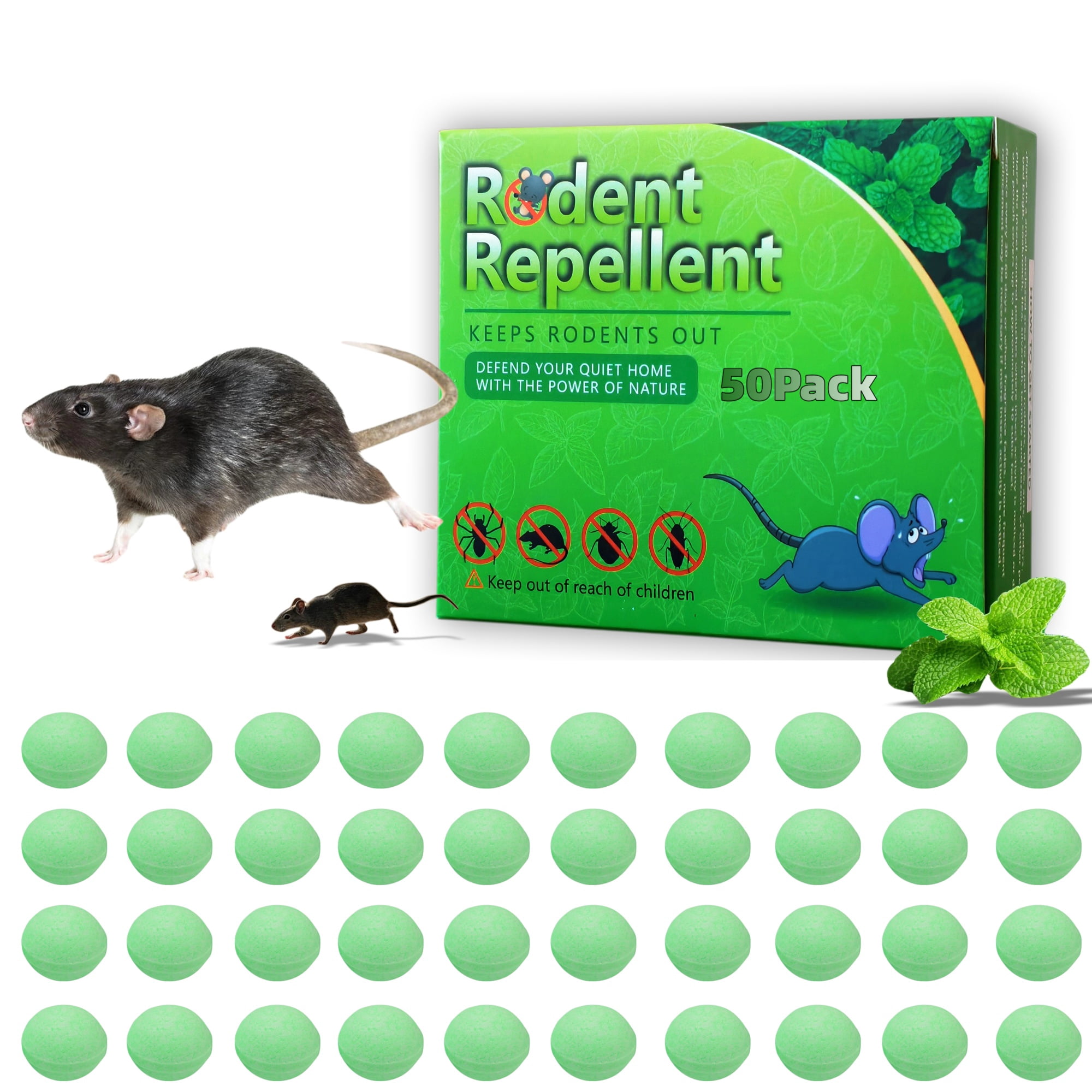 Mouse RodentRepellent & Pest Defense - Natural Peppermint Oil Rat & MiceRepellent, Natural Moth Balls for RodentRepellent Indoor/Outdoor Use - Safe for Kids & Pets