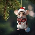 thumbnail image 1 of Mouse-Shaped Christmas Ornament, 2D Flat Hanging Decoration for Xmas Tree, Car & Home Holiday Decor, 3.15inch, 1 of 5