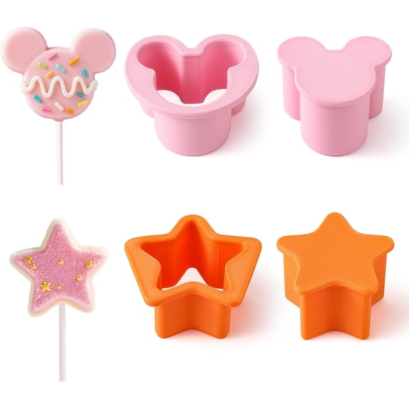 Mouse Star Shaped Cake Pop Cutter and Pusher, 3D Printed Cake Pop Molds Shapes Press Set, Baking Molds for Home Baking, Birthday Parties, Wedding Desserts