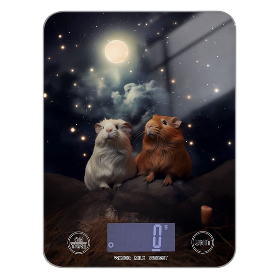 Mouse Starry Sky Food Scale Digital Kitchen Scale Waterproof Tempered Glass Tare Function 11 lb for Baking Cooking Meal Prep