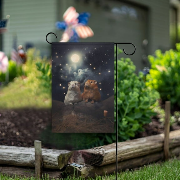 Mouse Starry Sky Garden Flag Double Sided Outdoor Banners for Courtyard Outdoor Lawn Farmhouse Holiday Decorations