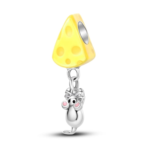 Mouse Stealing Cheese String Bead  Charm, Compatible with Most Bracelet, Charm for Bracelet