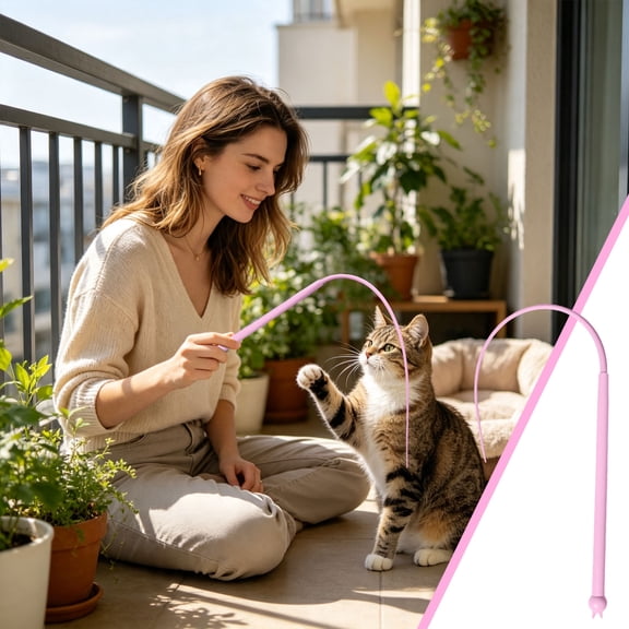 Mouse Tail Shape Cat Wand Toy, Silica Gel Interactive Teasing Wand, Durable Bite‑Resistant Playing Stick, 77cm Long Entertainment Play Tool For Indoor Kittens And Cats
