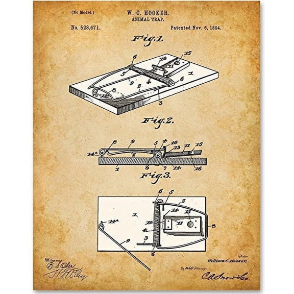 Mouse Trap - 11x14 Unframed Patent Print - Great Gift for Inventors or Farm Decor