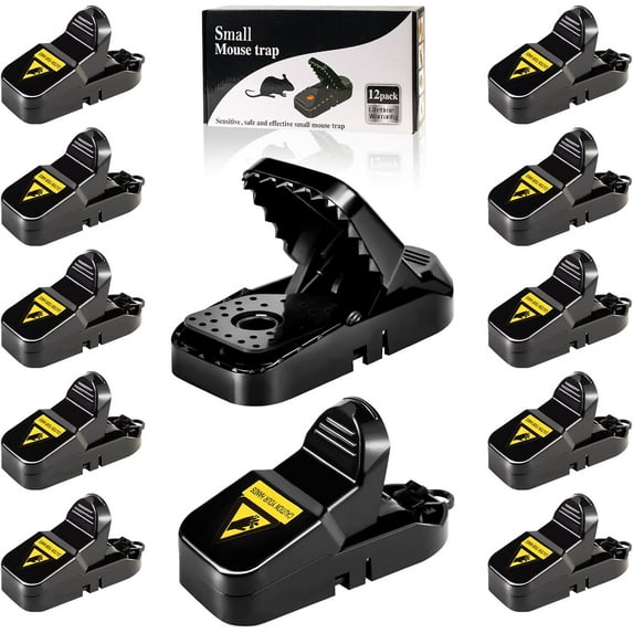 Mouse Traps 12-Pack, Indoor Outdoor Use, Small Mice Catchers for Home Indoor, Reusable Mice Trap, Quick-Set Mousetraps for House