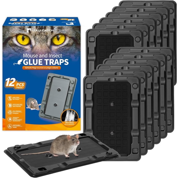 Mouse Traps, 12 Pack Sticky Mouse Traps Indoor for Home, Pre-Baited Non-Toxic Bulk Glue Traps for Rats, Mice, Mole, Lizards, Pet Safe Pest Control for Home & Garage