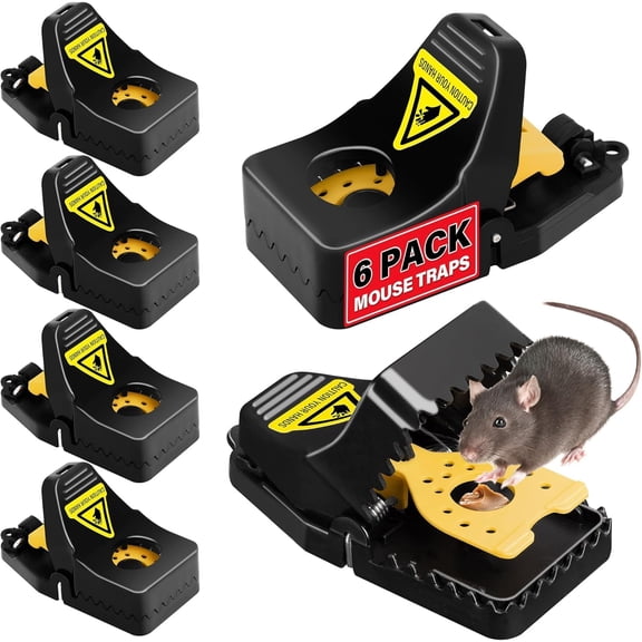 Mouse Traps, 6 Pack Snap Rat Traps, Quick-Set Reusable Sanitary Mice Traps, Rodent Traps Mice Catchers Indoor Outdoor for Home Garage, Pet Safe & Easy to Use