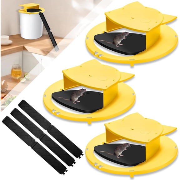 Mouse Traps Bucket Flip Lid, 5 Gallon Bucket Lid Mouse Rat Trap, Auto Reset & Slide Bucket Mouse Trap, Reusable Humane Mouse Rat Traps for Indoor Outdoor-3PACK
