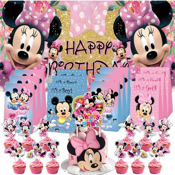 Mouse Treat Bags Candy Decorations Party Favor Supplies Birthday Cake Topper Backdrop Banner