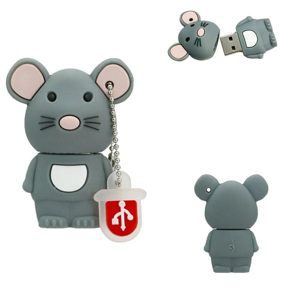 Mouse USB Flash Drive for Students - Mouse Pen Drive - Jump Drive 16 GB Storage (Mouse - Grey)